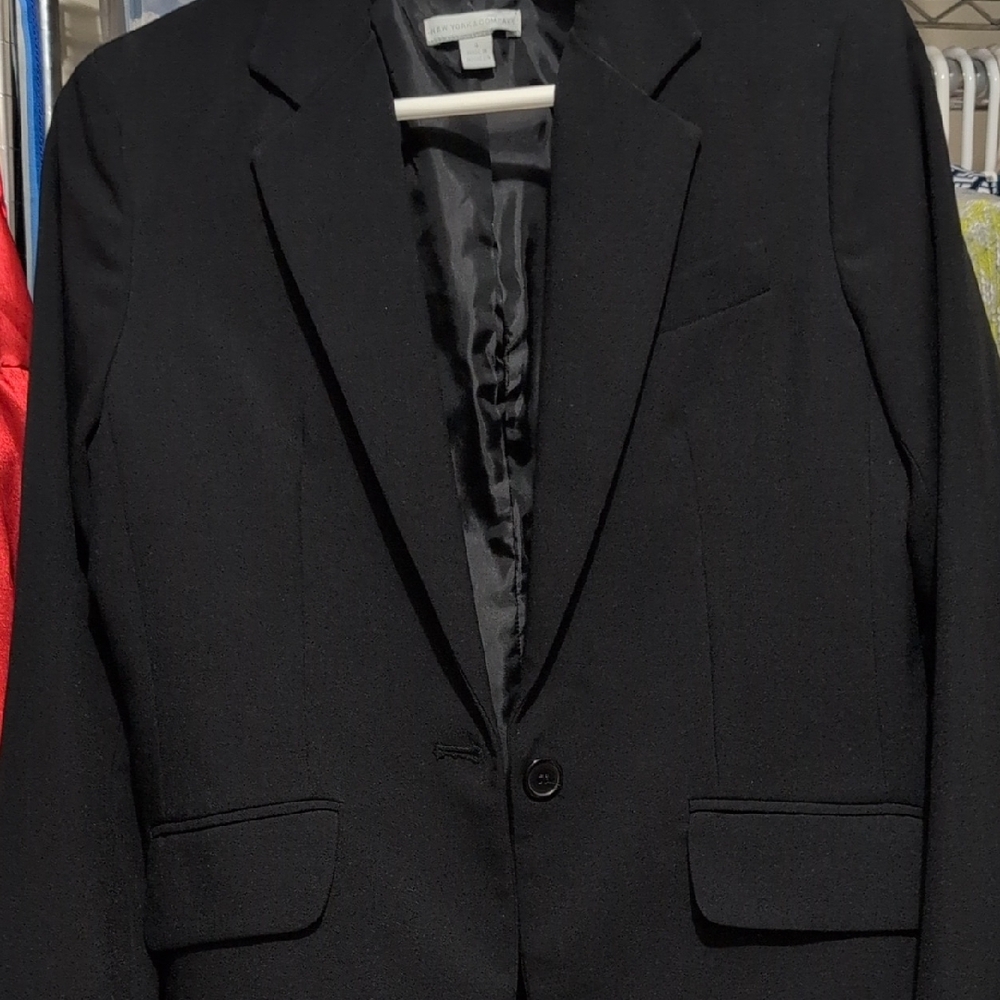 New York & Company Black Sport Coat with Notched Lapels
